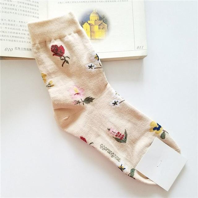 [EIOISAPRA]Korean Style Women Sunflower Short Socks Creative Art Harajuku Japanese Socks High Quality Cotton Tide Sox