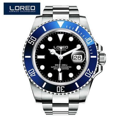 LOREO Luxury Brand Diving Men Military Sport Watches Men's Automatic Mechanical Clock Waterproof 200M Date Wristwatch Reloj