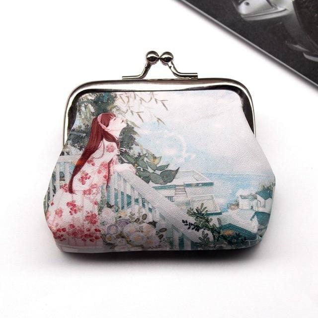 Vintage Women Printing coin Purses girl hasp Zero Wallet Ladies Clutch change purse Female mini money Bag PU Leather Carteira /5