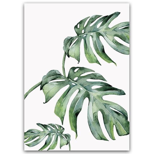 Watercolor Plant Green Leaves Canvas Painting Art Print Poster Picture Wall Modern Minimalist Bedroom Living Room Decoration