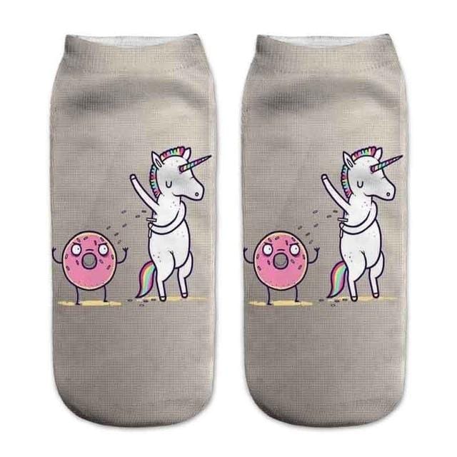 Women funny cute 3D print foods white nutella character socks unisex cartoon cat unicorn Christmas gift socks Dropship