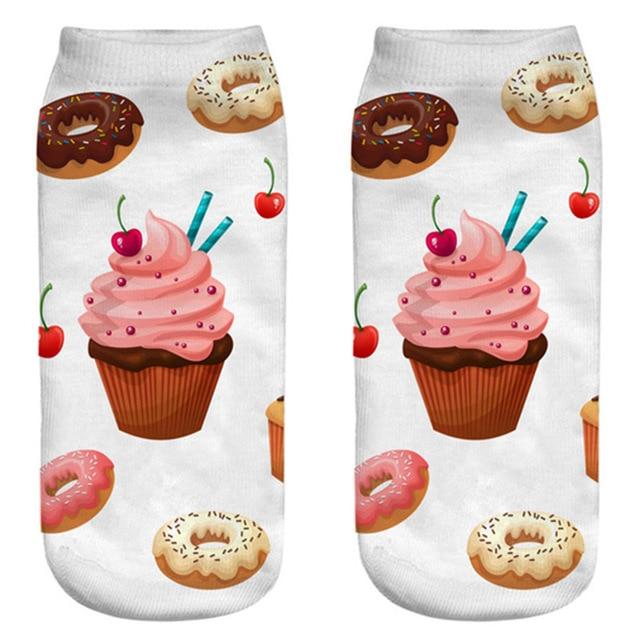 Women funny cute 3D print foods white nutella character socks unisex cartoon cat unicorn Christmas gift socks Dropship