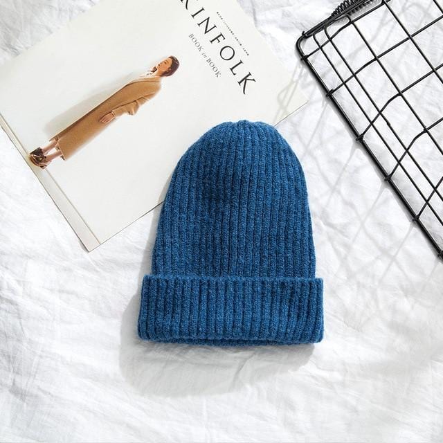 Beanies Women 2019 New Solid Knitted Warm Soft Trendy Hats Simple Korean Style Womens Wool Casual Caps Elegant All-match Beanie