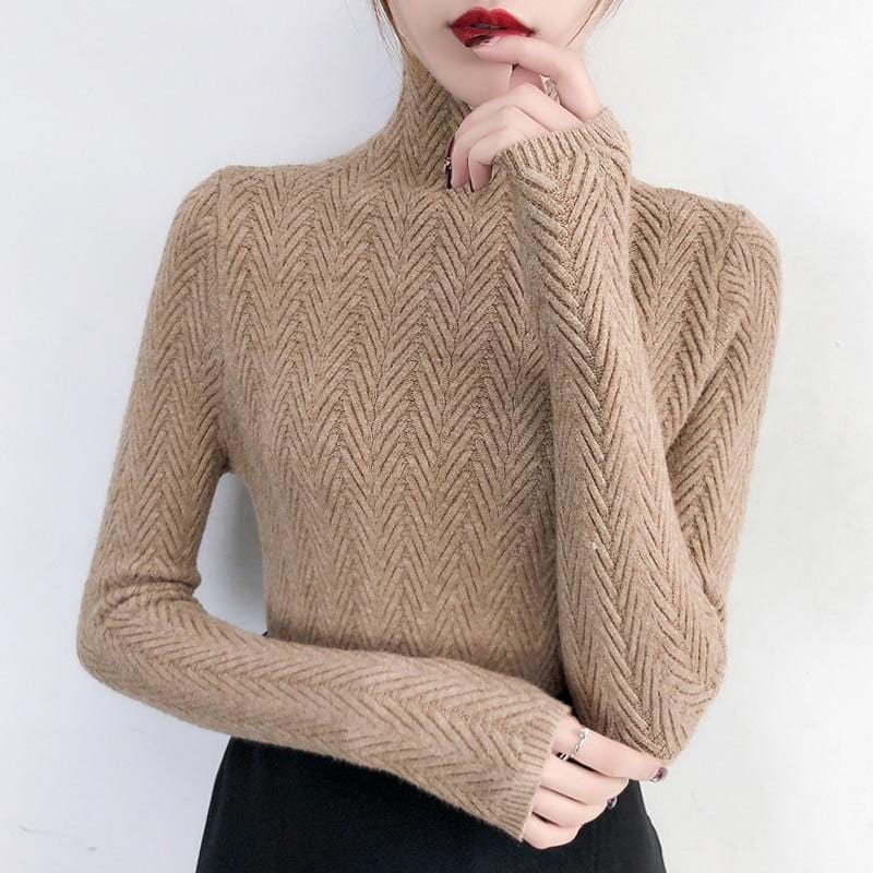 Underwear Woman Autumn and Winter 2020 New sweater Slim Bottom Shirt Long Sleeve Tight Knitted Shirt Thickening