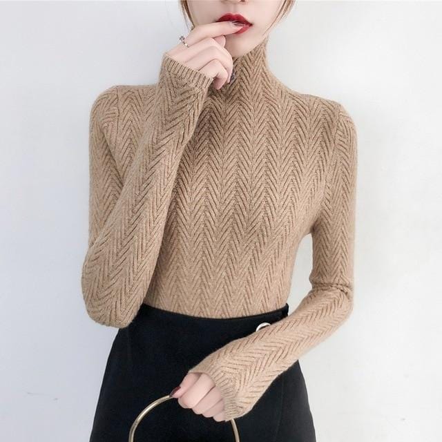 Underwear Woman Autumn and Winter 2020 New sweater Slim Bottom Shirt Long Sleeve Tight Knitted Shirt Thickening