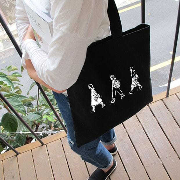 2019 New Women Canvas Bags Eco Reusable Shopping Bags With Zipper Foldable Shoulder Bag Girls Students Casual Handbag Tote