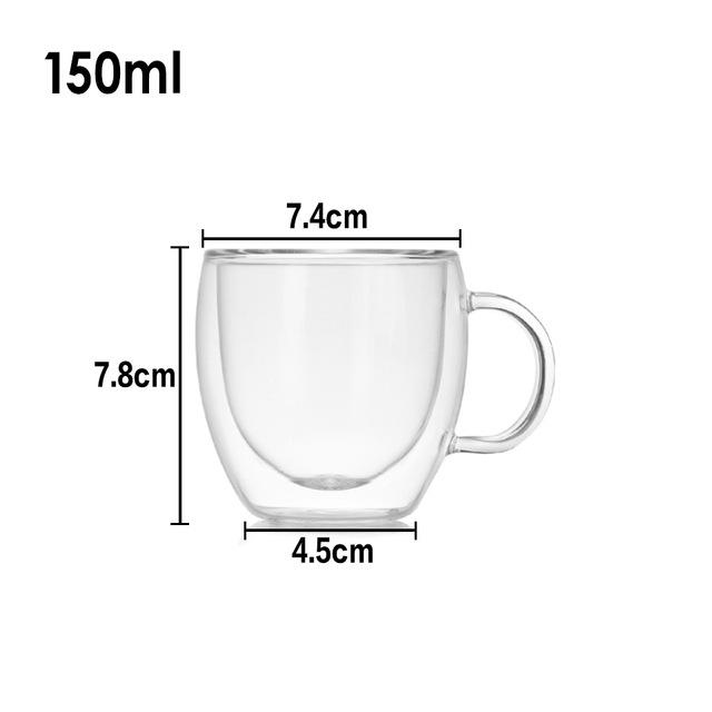 Heat Resistant Double Wall Glass Coffee/Tea Cups And Mugs Travel Double Coffee Mugs With The Handle Mugs Drinking Shot Glasses