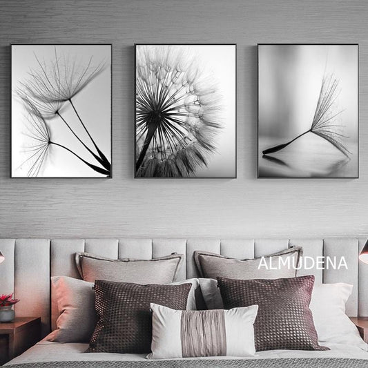 Dandelion Flower Canvas Painting Modern Black White Art Pictures for Home Decoration Living Room Abstract Wall Poster No Frame