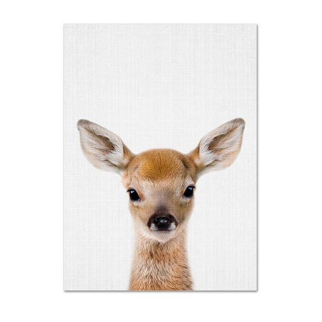 Kawaii Baby Animal Deer Rabbit Giraffe Canvas Poster Nursery Wall Art Prints Painting Nordic Kids Bedroom Decor Pictures