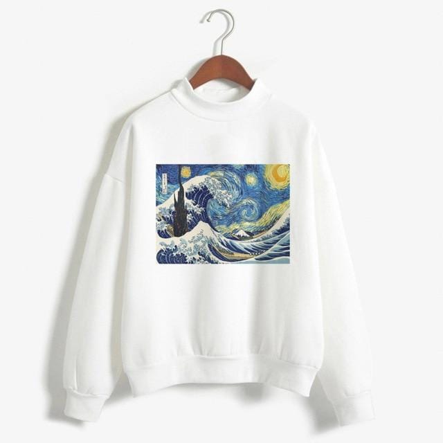 Kpop Fashion Hoodies Van Gogh Art Oil Paint Harajuku Michelangelo Ulzzang Vintage Long Sleeve Hoody Ladies Oversized Sweatshirt