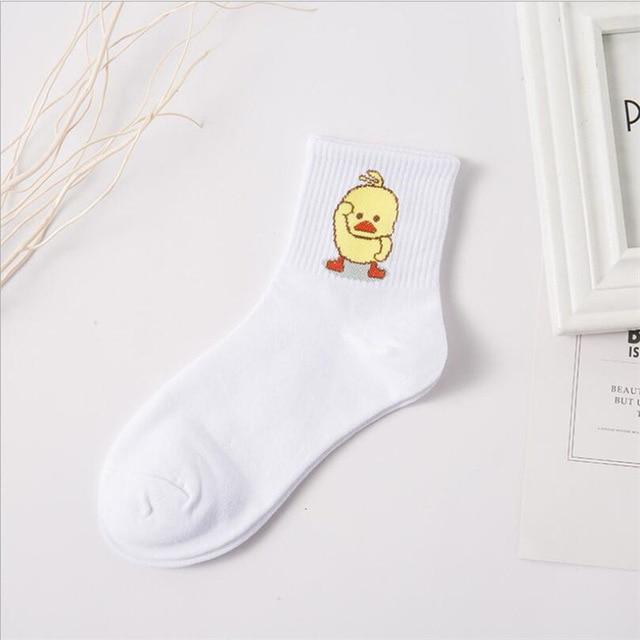 1 Pair Ladies Comfortable Cotton Socks New Fashion All Seasons Cartoon Animal Embroidery Series Women Fresh Harajuku Crew Socks