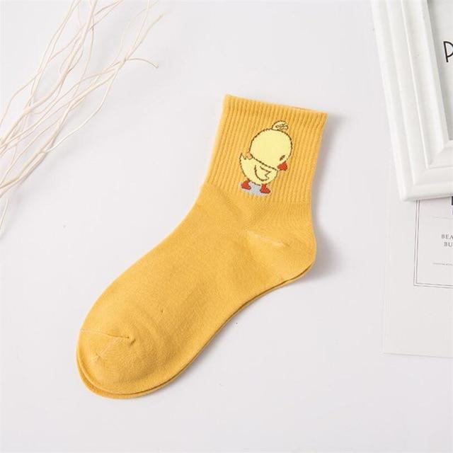 1 Pair Ladies Comfortable Cotton Socks New Fashion All Seasons Cartoon Animal Embroidery Series Women Fresh Harajuku Crew Socks