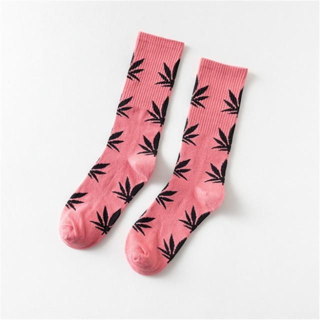 Moda Mulaya Funny Socks Women Comfortable High Quality Cotton Happy Hemp Leaf Maple Casual Long Weed Crew Sock Dress Harajuku