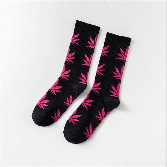 Moda Mulaya Funny Socks Women Comfortable High Quality Cotton Happy Hemp Leaf Maple Casual Long Weed Crew Sock Dress Harajuku