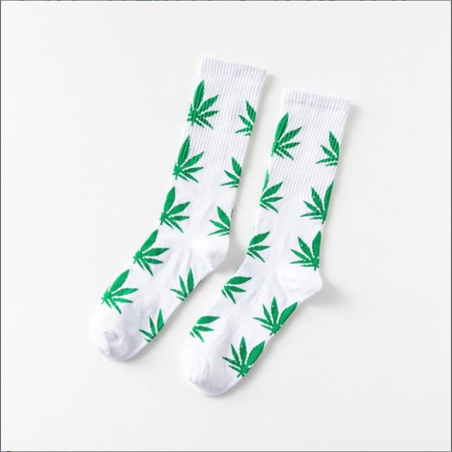 Moda Mulaya Funny Socks Women Comfortable High Quality Cotton Happy Hemp Leaf Maple Casual Long Weed Crew Sock Dress Harajuku