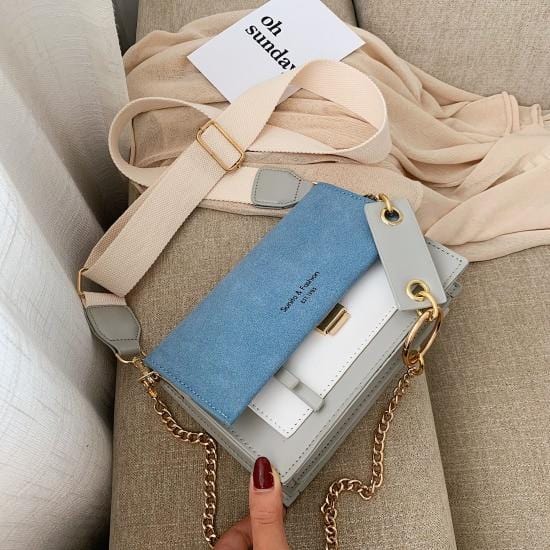 Scrub Leather Contrast Color Crossbody Bags For Women 2020 Chain Messenger Shoulder Bag Ladies Purses and Handbags Cross Body