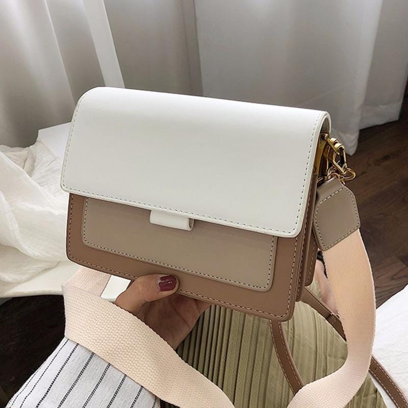 Contrast color Leather Crossbody Bags For Women 2019 Travel Handbag Fashion Simple Shoulder Messenger Bag Ladies Cross Body Bag