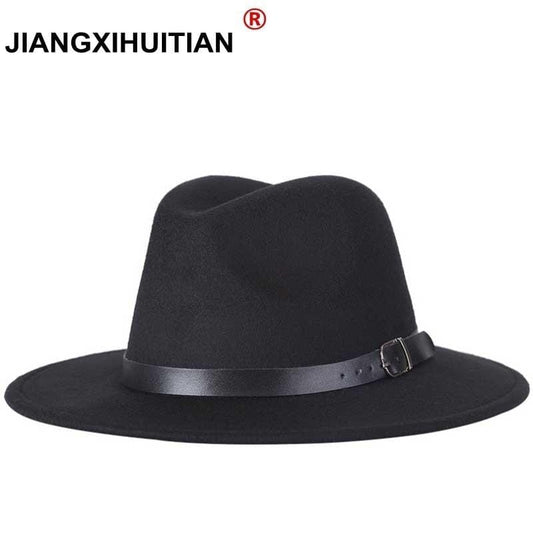 free shipping 2019 new Fashion men fedoras women's fashion jazz hat summer spring black woolen blend cap outdoor casual hat
