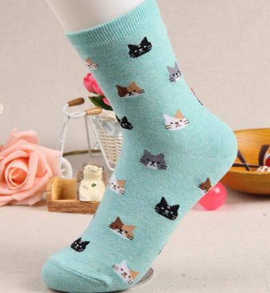 Jeseca 2019 Autumn Women Socks Cartoon Animal Cute Cat Sock for Girls Winter Thick Warm Cotton Sock for Ladies Christmas Gifts