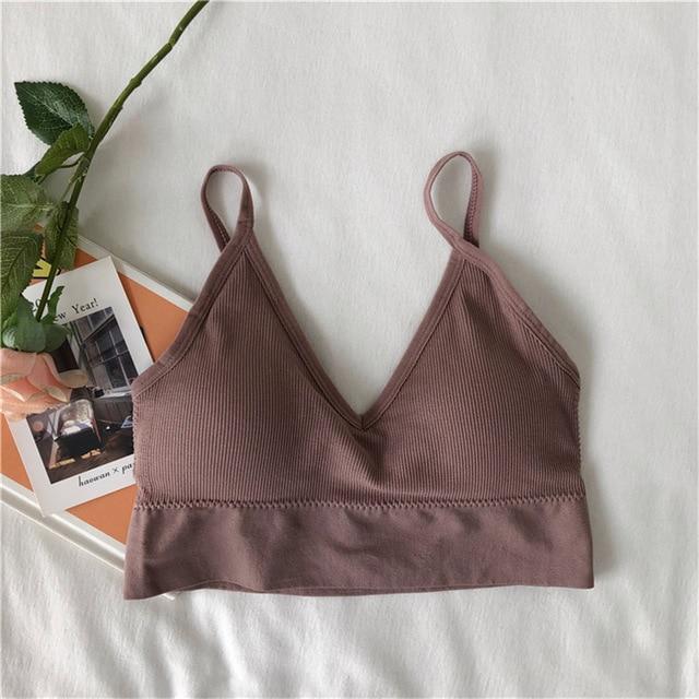 New fashion simple solid color student thread underwear bra beauty back bra tube top sports lingerie