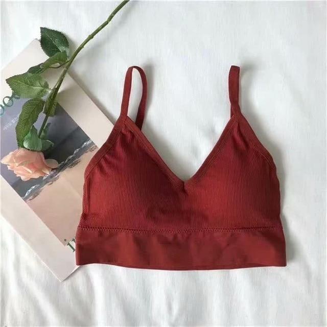 New fashion simple solid color student thread underwear bra beauty back bra tube top sports lingerie