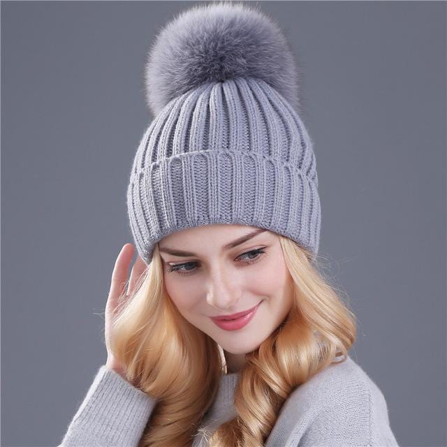 Xthree mink and fox fur ball cap pom poms winter hat for women girl 's hat knitted beanies cap brand new thick female cap