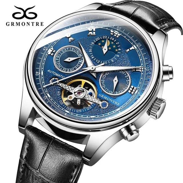 Skeleton Tourbillon Mechanical Watch Men Automatic Classic Rose Gold Leather Mechanical Wrist Watches Reloj Hombre 2018 Luxury
