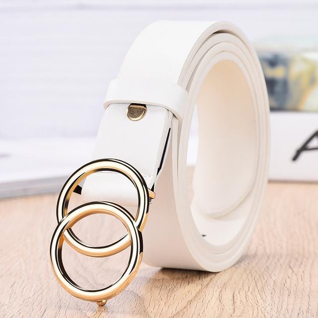 NO.ONEPAUL Designer's famous brand leatherhigh quality belt fashion alloy double ring circle buckle girl jeans dress wild belts