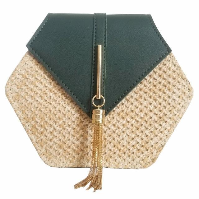 Hexagon Mulit Style Straw+leather Handbag Women Summer Rattan Bag Handmade Woven Beach Circle Bohemia Shoulder Bag New Fashion