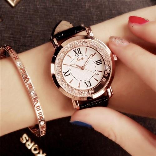 Women's Watch Luxury Roman Numeral Fashion Dress Watches Woman 2018 Leather Quartz Rhinestone Ladies Wristwatch Montres Femme