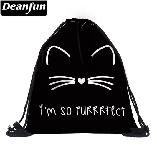 Deanfun 3D Printed Drawstring Bag Cat Pattern Cute for Women Travelling 60134