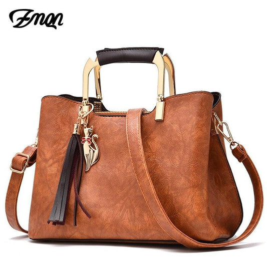 ZMQN Women Kabelka Bags Retro Vintage Small Handbags 3 Layers Women Messenger Bag Leather Metal Handle Side Bag Tassel 2020 C904