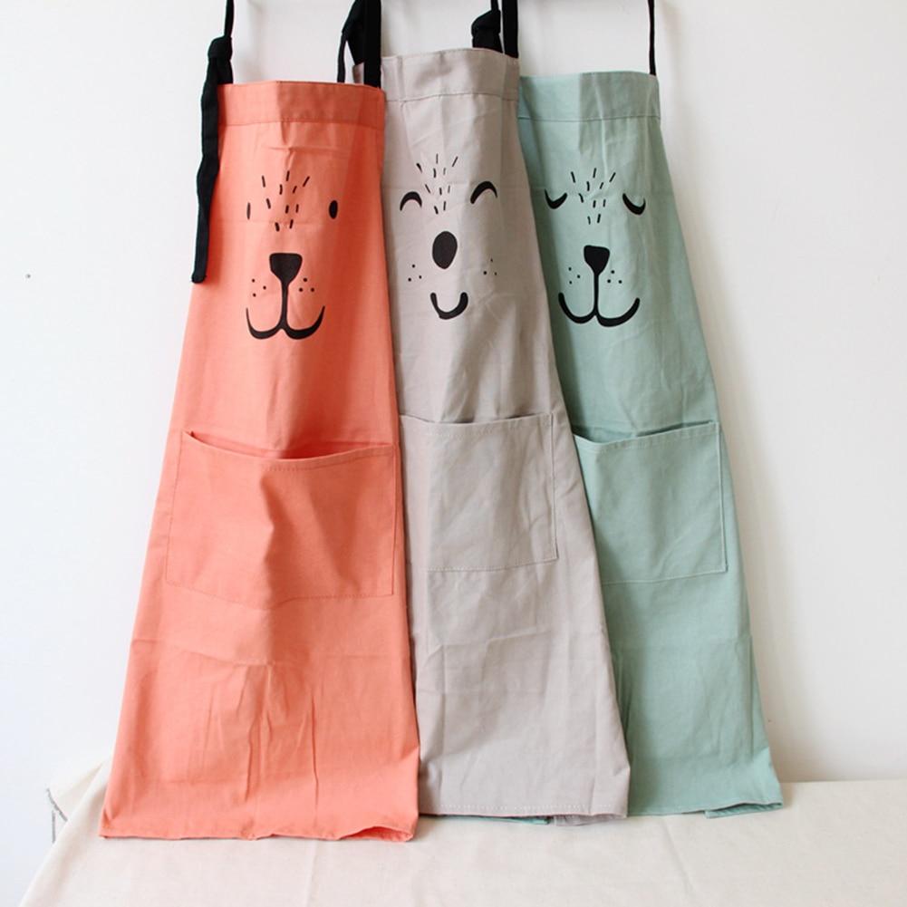 Parent-Child Waterproof Animal Print Cotton Linen Kitchen Cooking Bib Apron Sleeveless Anti-oil Waist Kitchen Cooking Accessory