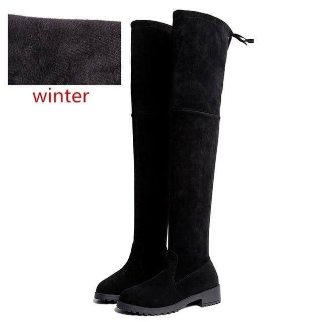 Size 35-41 Winter Over The Knee Boots Women Stretch Fabric Thigh High Sexy Woman Shoes Long Bota Feminina zapatos de mujer-Shoes-Ultrabasic