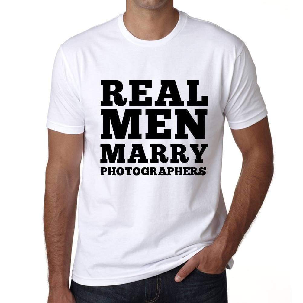 Real Men Marry Photographers Mens Short Sleeve Round Neck T-Shirt - White / S - Casual