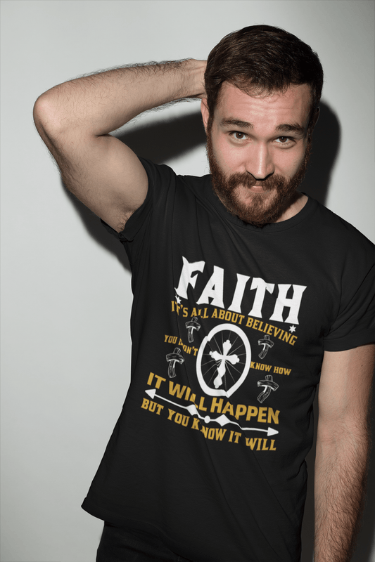 ULTRABASIC Men's T-Shirt Faith is All About Believing - Christian Religious Shirt