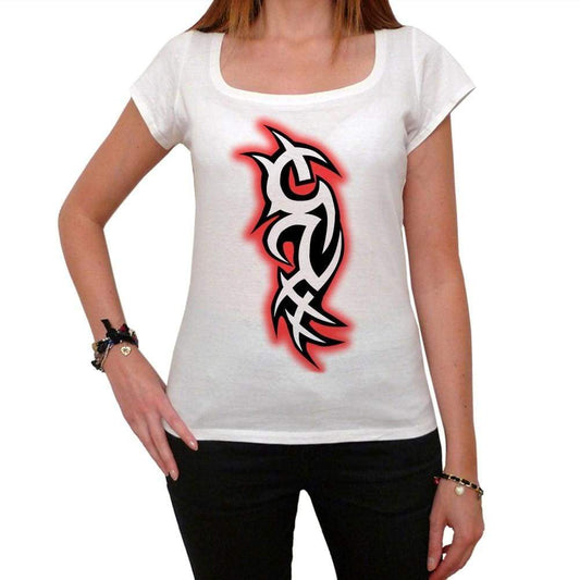 Red Tribal Tattoo Design Womens Short Sleeve Scoop Neck Tee 00161