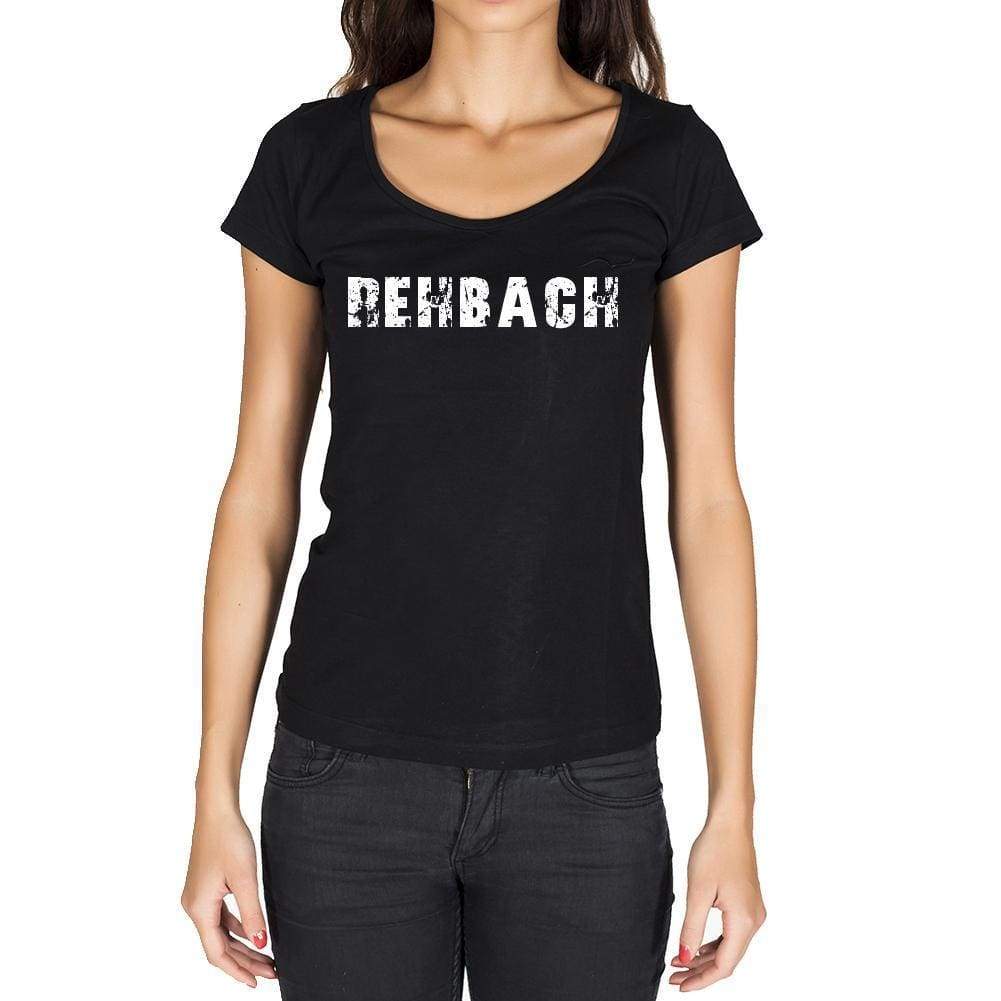 Rehbach German Cities Black Womens Short Sleeve Round Neck T-Shirt 00002 - Casual