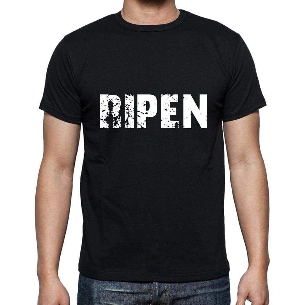 Ripen Mens Short Sleeve Round Neck T-Shirt 5 Letters Black Word 00006 - Casual