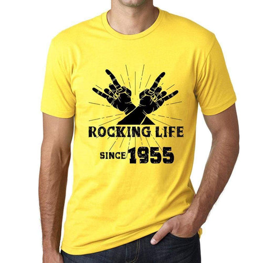 Rocking Life Since 1955 Mens T-Shirt Yellow Birthday Gift 00422 - Yellow / Xs - Casual