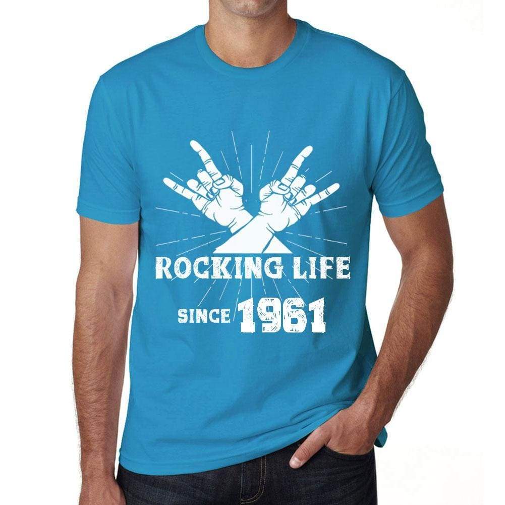 Rocking Life Since 1961 Mens T-Shirt Blue Birthday Gift 00421 - Blue / Xs - Casual