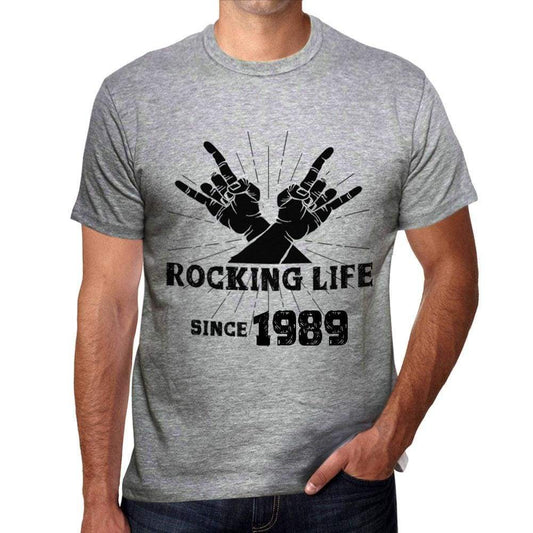 Rocking Life Since 1989 Mens T-Shirt Grey Birthday Gift 00420 - Grey / S - Casual