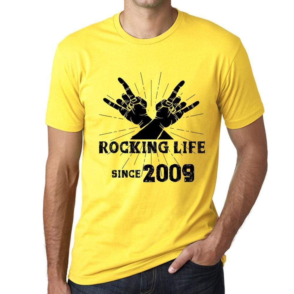 Rocking Life Since 2009 Mens T-Shirt Yellow Birthday Gift 00422 - Yellow / Xs - Casual
