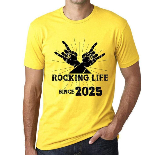 Rocking Life Since 2025 Mens T-Shirt Yellow Birthday Gift 00422 - Yellow / Xs - Casual