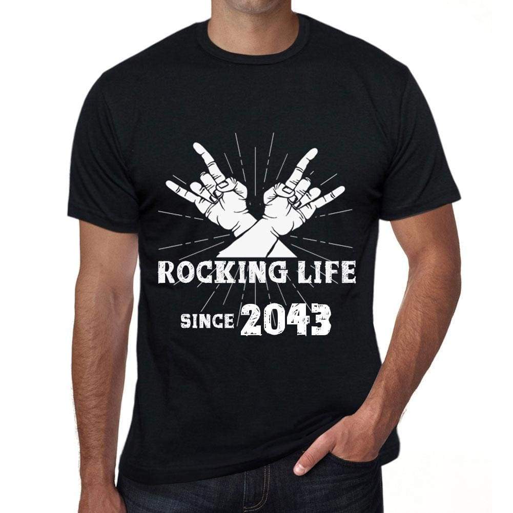 Rocking Life Since 2043 Mens T-Shirt Black Birthday Gift 00419 - Black / Xs - Casual
