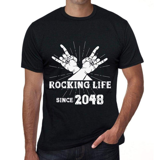 Rocking Life Since 2048 Mens T-Shirt Black Birthday Gift 00419 - Black / Xs - Casual