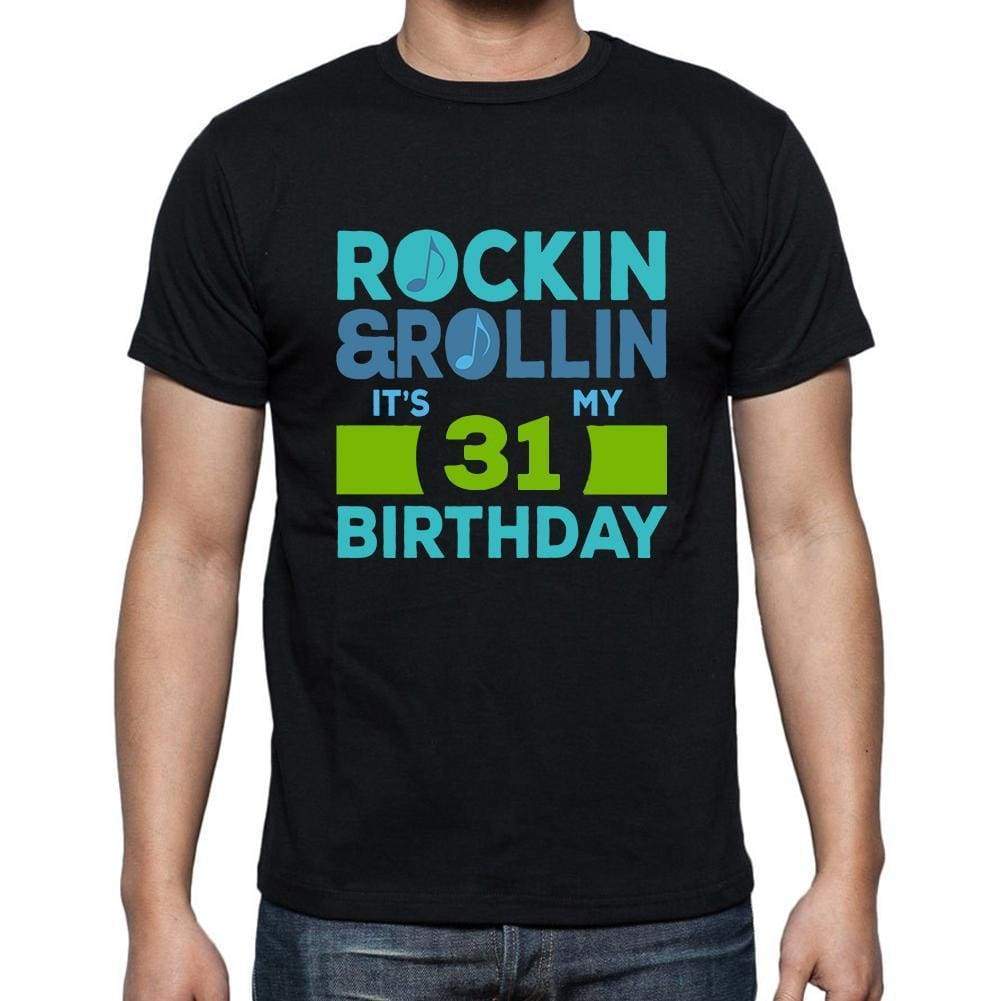 Rockin&rollin 31 Black Mens Short Sleeve Round Neck T-Shirt Gift T-Shirt 00340 - Black / S - Casual