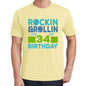Rockin&rollin 34 Yellow Mens Short Sleeve Round Neck T-Shirt 00278 - Yellow / S - Casual