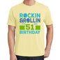 Rockin&rollin 51 Yellow Mens Short Sleeve Round Neck T-Shirt 00278 - Yellow / S - Casual