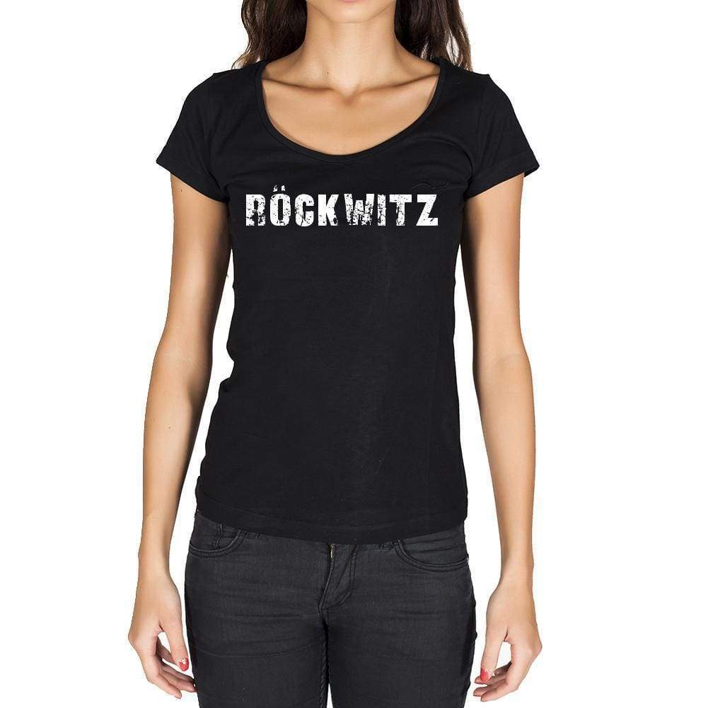 Röckwitz German Cities Black Womens Short Sleeve Round Neck T-Shirt 00002 - Casual